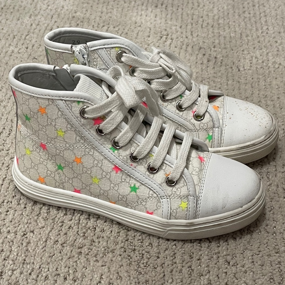 100% Authentic Gucci Neon Stars High Top Sneakers